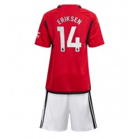 Camisa de time de futebol Manchester United Christian Eriksen #14 Replicas 1º Equipamento Infantil 2023-24 Manga Curta (+ Calças curtas)